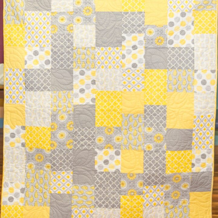 Yellow and Grey 9 Patch Quilt