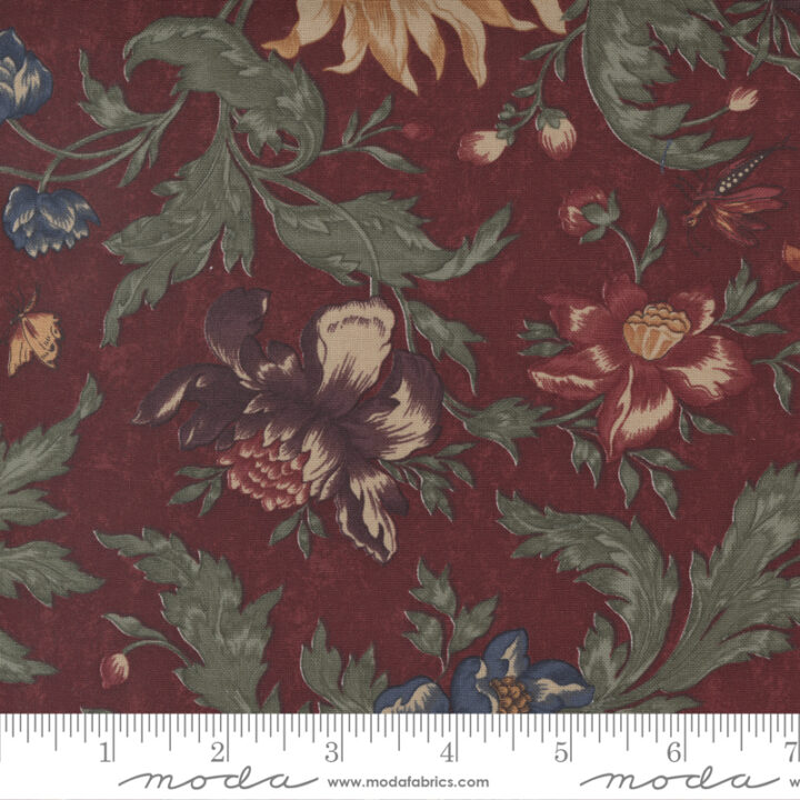 Daffodils and Dragonflies - Large Print Burgundy