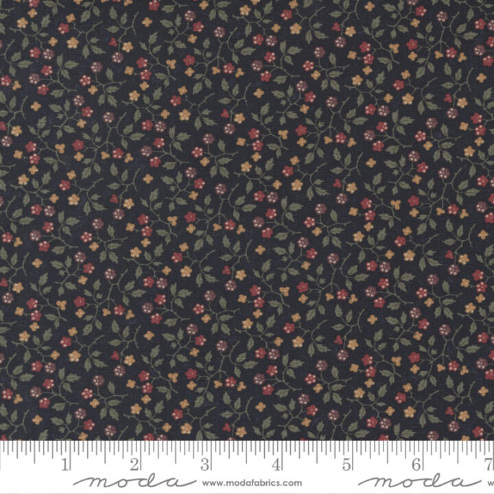 Daffodils and Dragonflies - Small Floral Vine Navy
