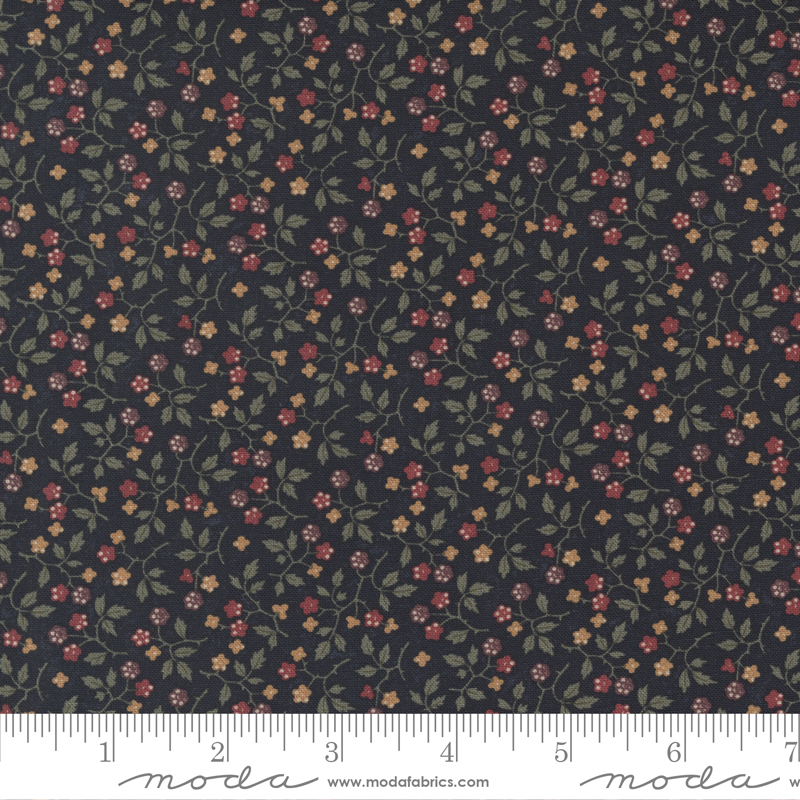 Daffodils and Dragonflies - Small Floral Vine Navy